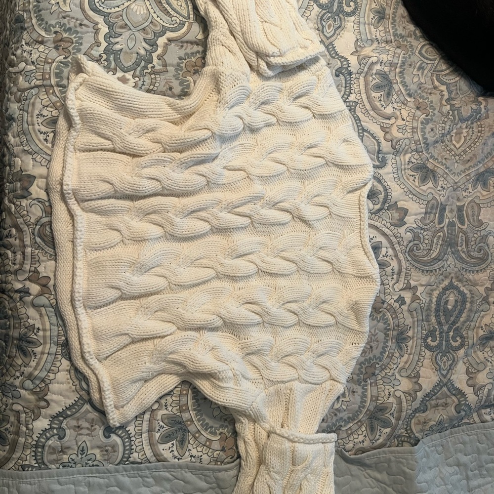 Cream Off-the-Shoulder Cable Knit Sweater